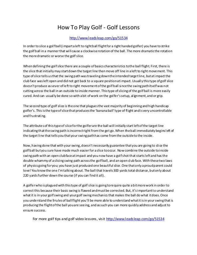 How To Play Golf Golf Lessons