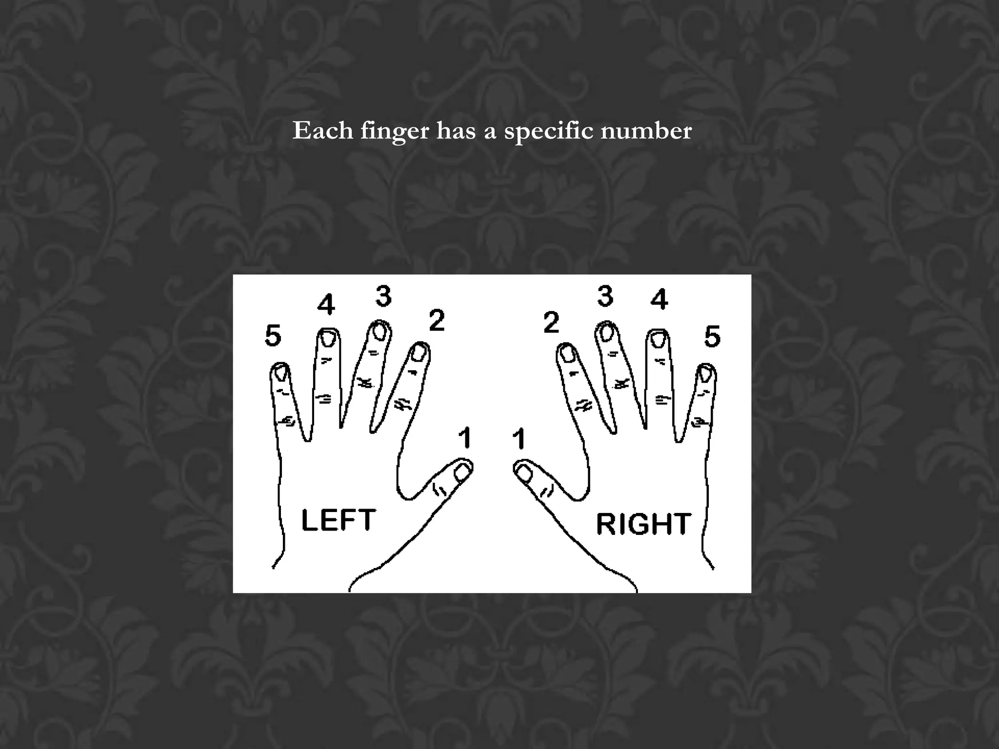 Each finger has a specific number