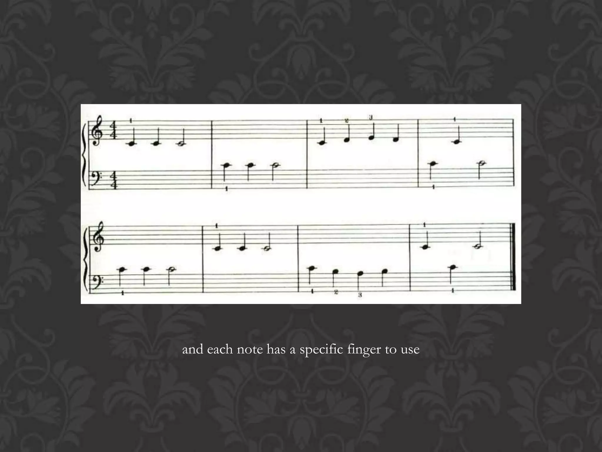and each note has a specific finger to use