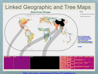 Linked Geographic and Tree Maps
http://sunsp.net/demo/GeogTreeMaps/
 