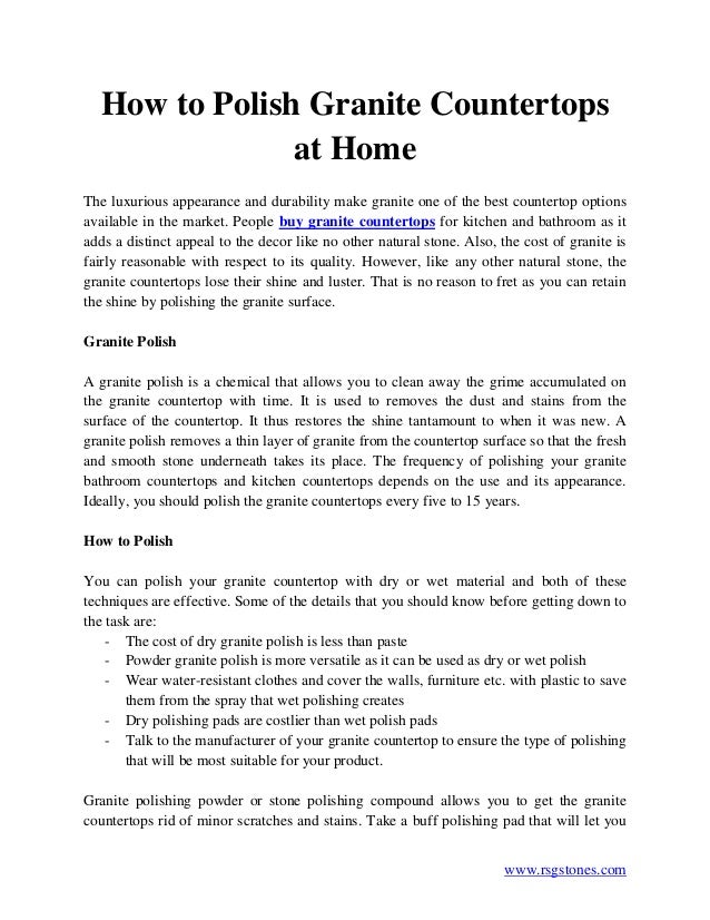 How To Polish Granite Countertops At Home