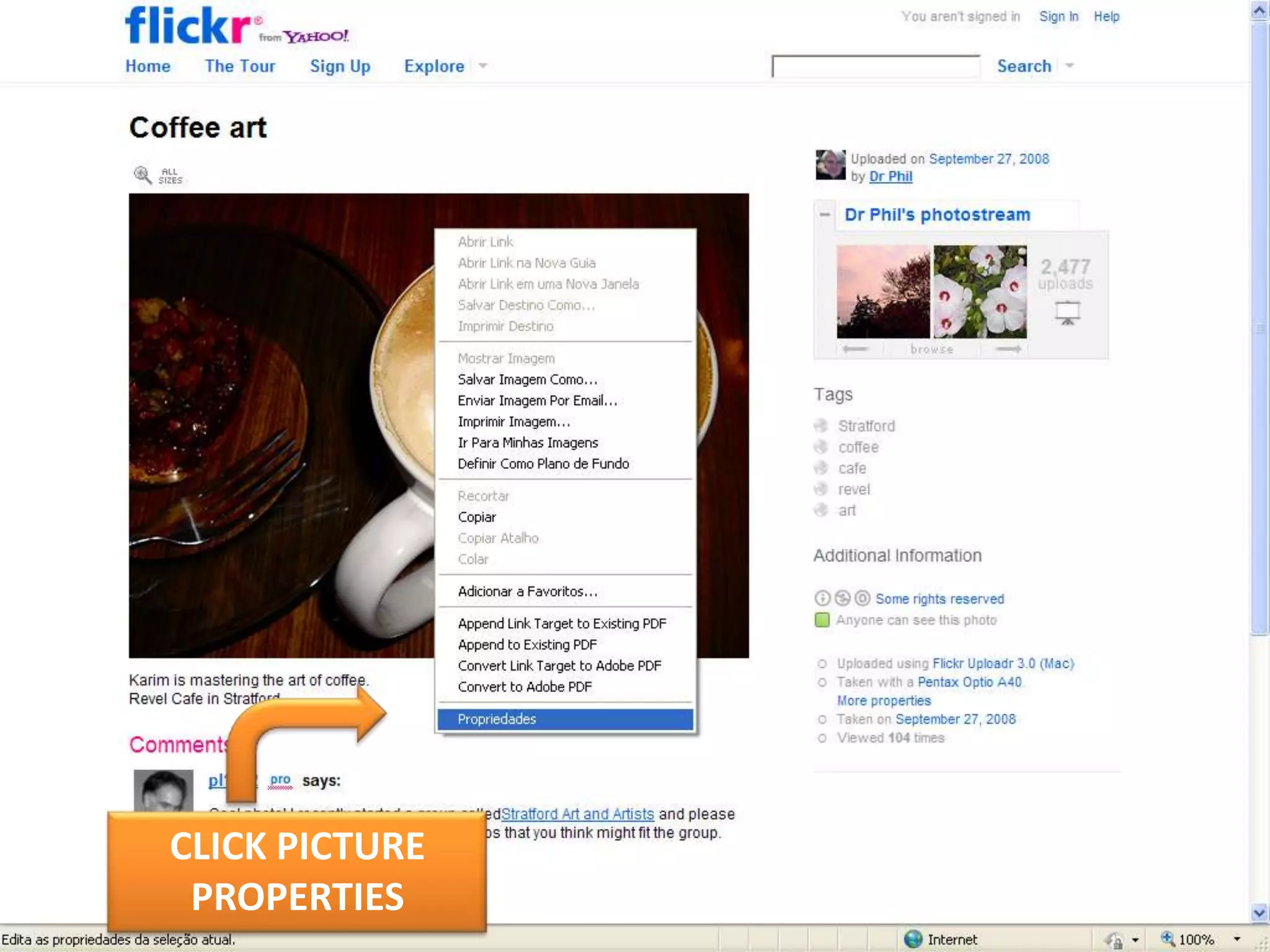 CLICK PICTURE PROPERTIES
