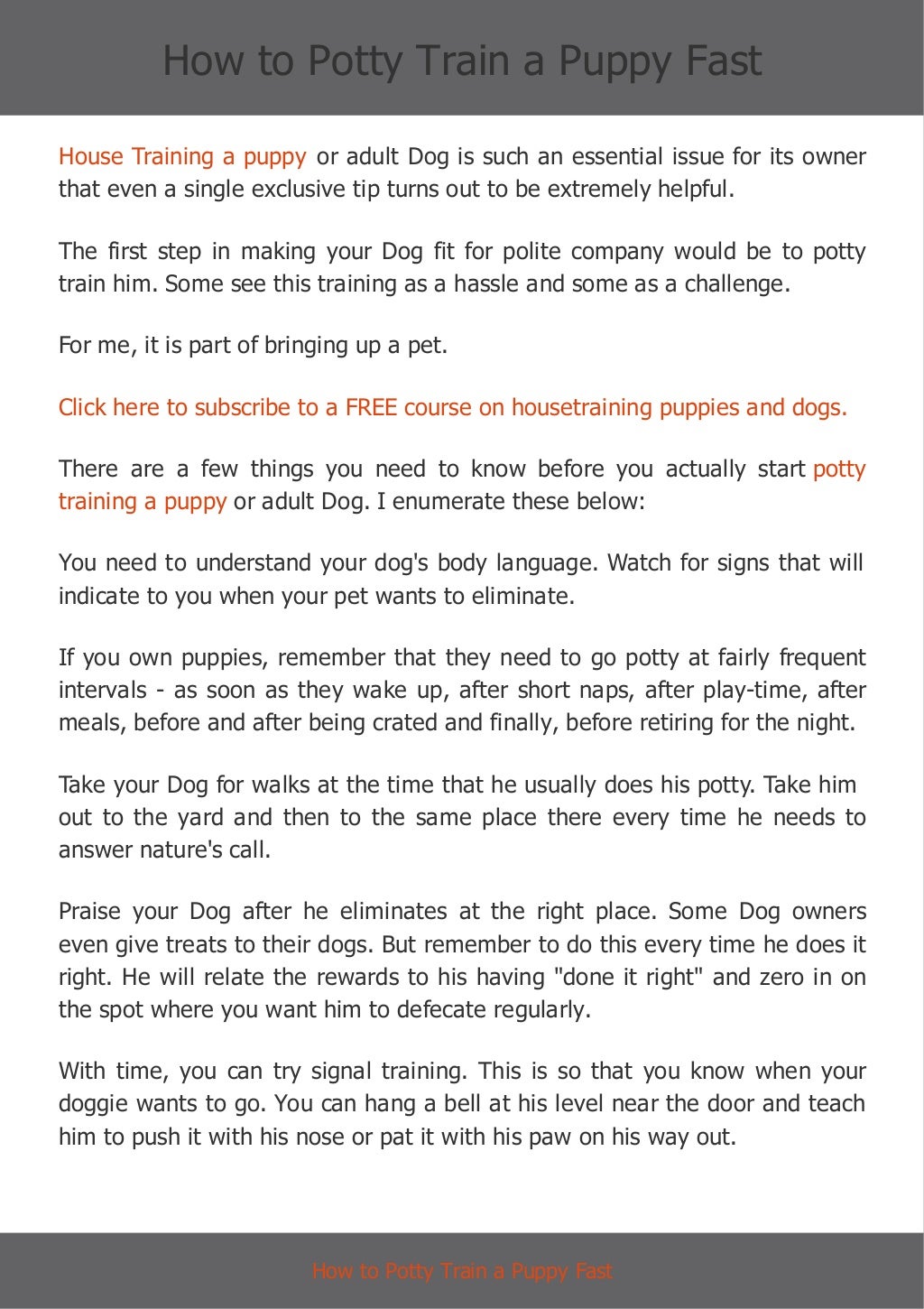 How to Potty Train a Puppy Fast