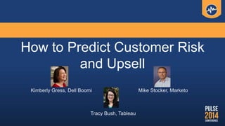 How to Predict Customer Risk
and Upsell
Kimberly Gress, Dell Boomi Mike Stocker, Marketo
Tracy Bush, Tableau
 