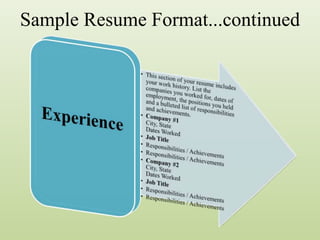 Sample Resume Format...continued
 