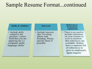 Sample Resume Format...continued
 