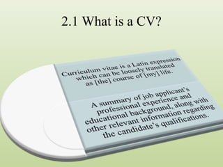 2.1 What is a CV?
 
