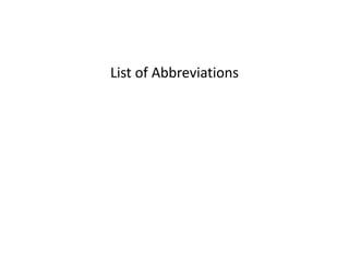 List of Abbreviations
 