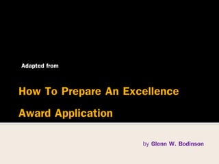 How to prepare application report