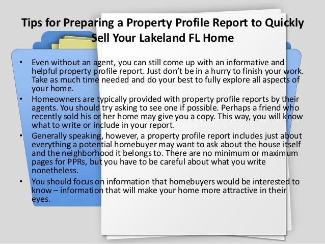 How to prepare a property profile report for your lakeland fl home