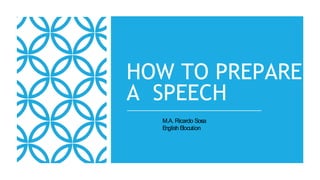 HOW TO PREPARE
A SPEECH
M.A. Ricardo Sosa
English Elocution
 