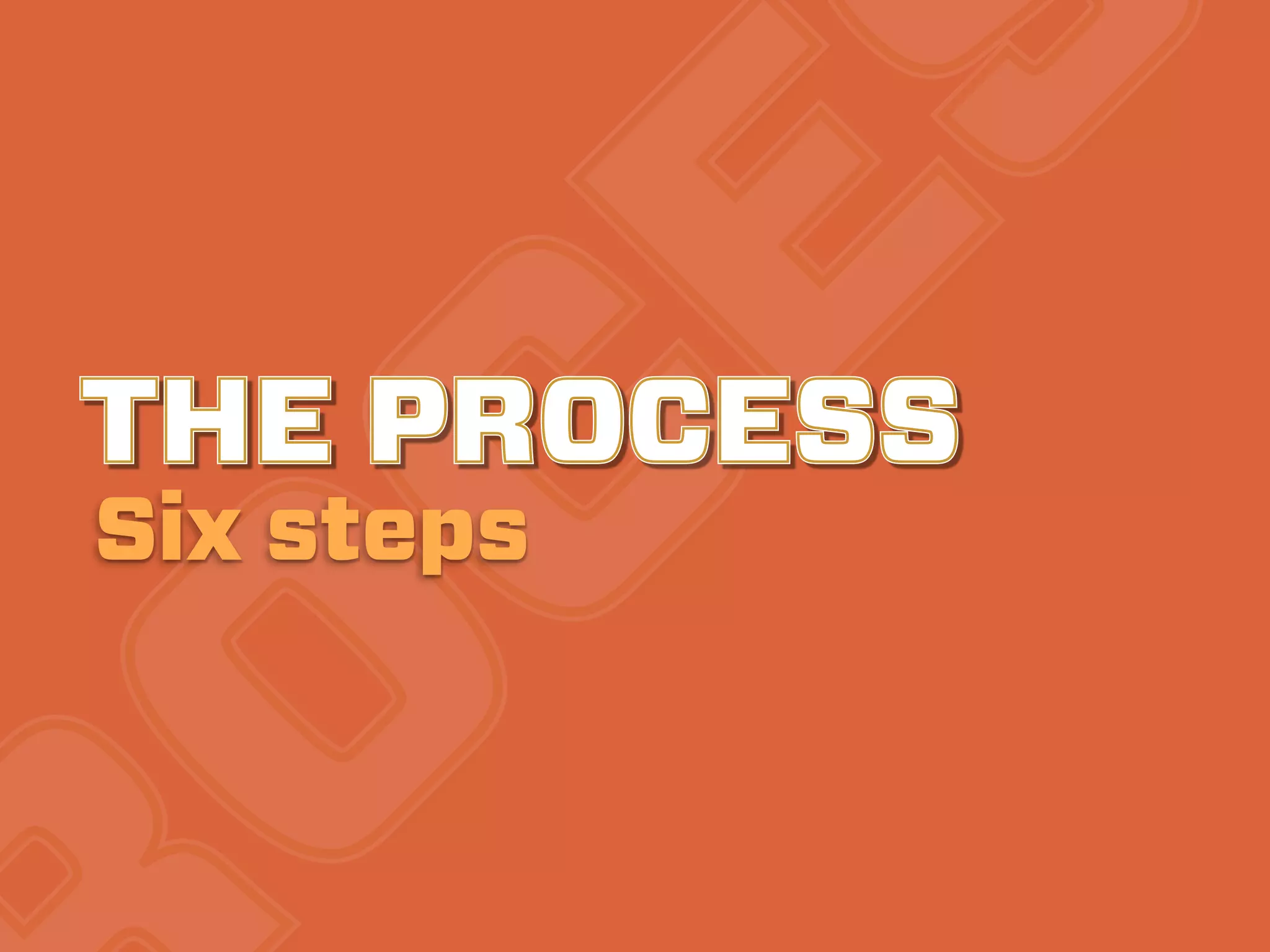 E
THE PROCESS
C
Six steps
O
 
