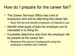 How to prepare for a career fair | PPT