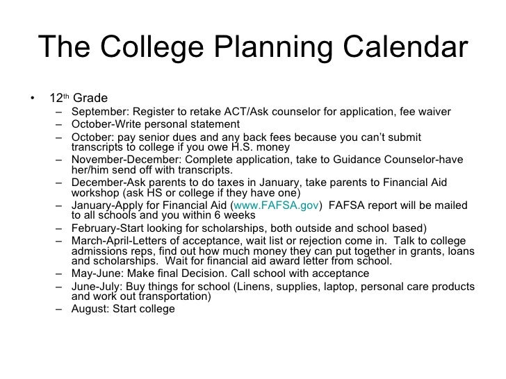 how to prepare for college college planning calendar
