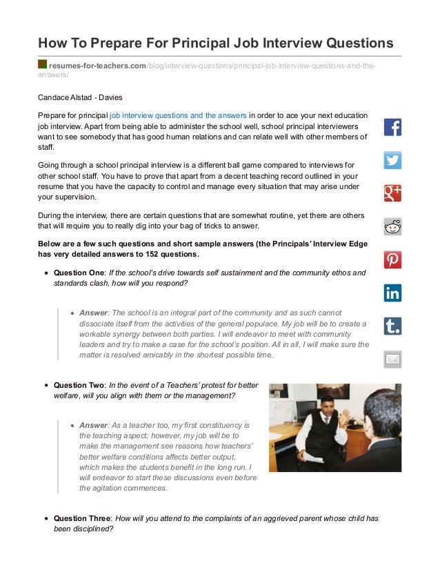 how to prepare for principal or administrator job interview questions