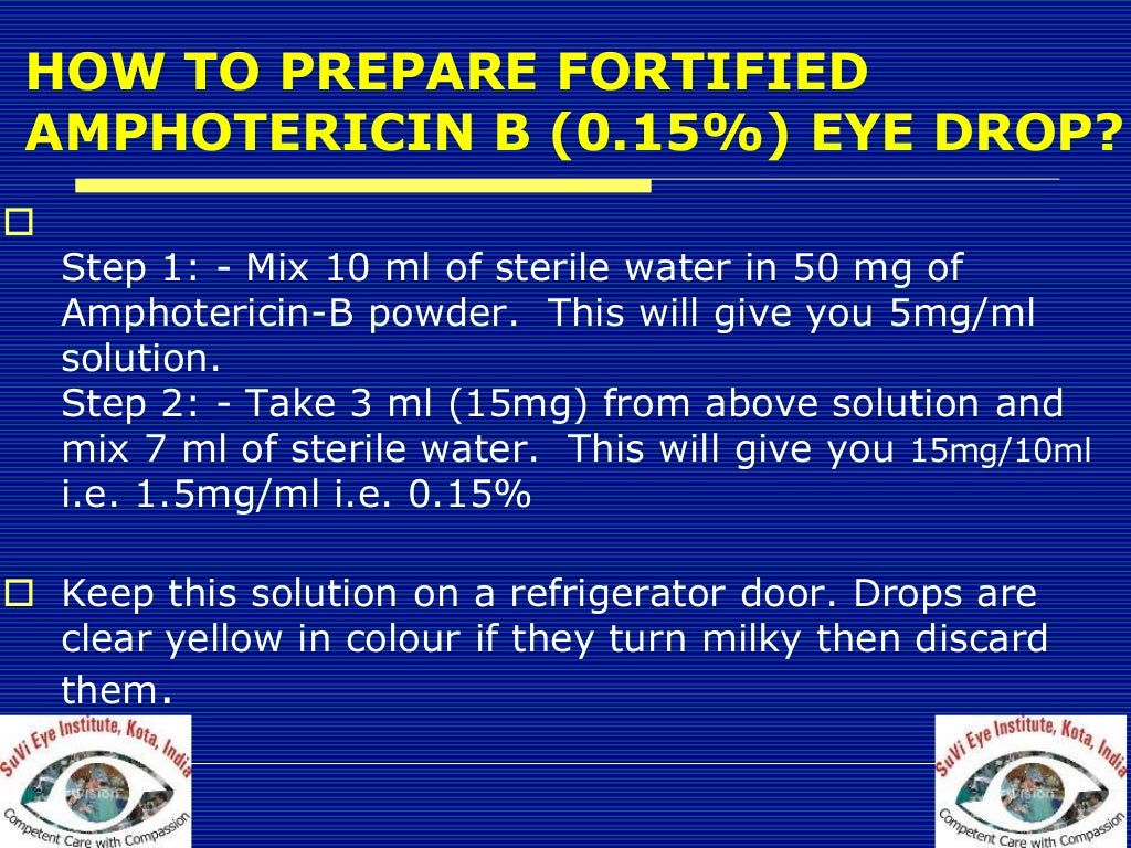 How to prepare fortified eye drops for management of infective