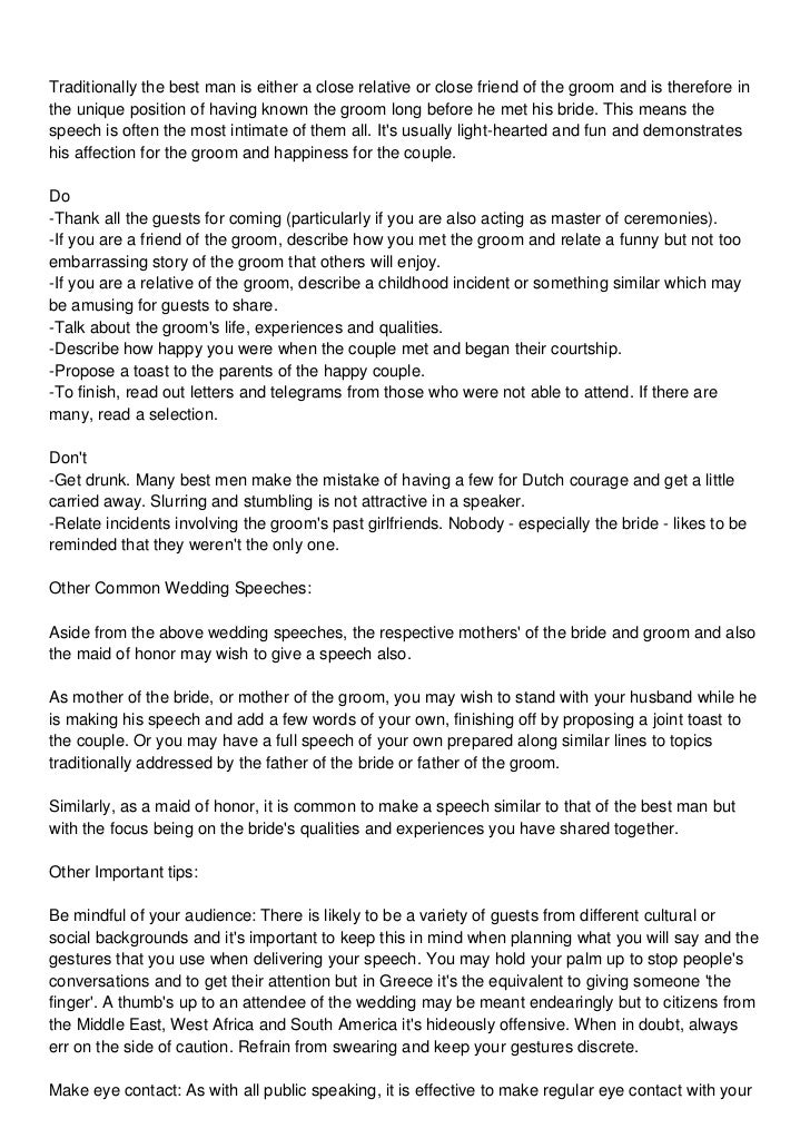 Help with wedding speech