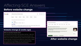 Affecting SGE Answers
Before website change
After website change
Website change (2 weeks ago)
 