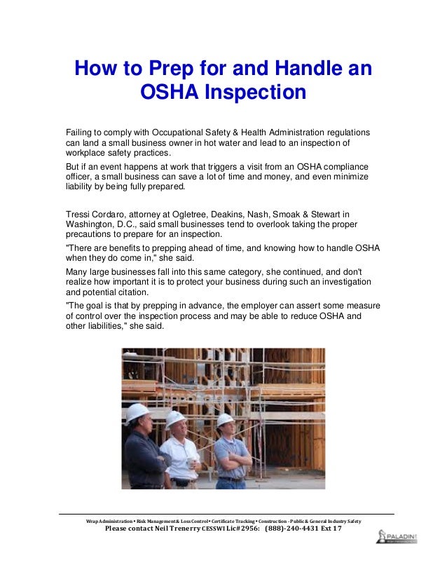 How to prep for and handle an osha inspection