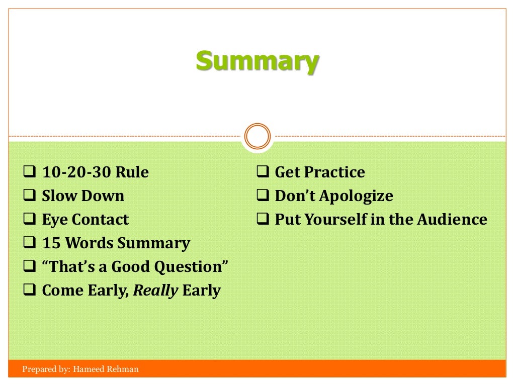 How to present a topic/presentation?