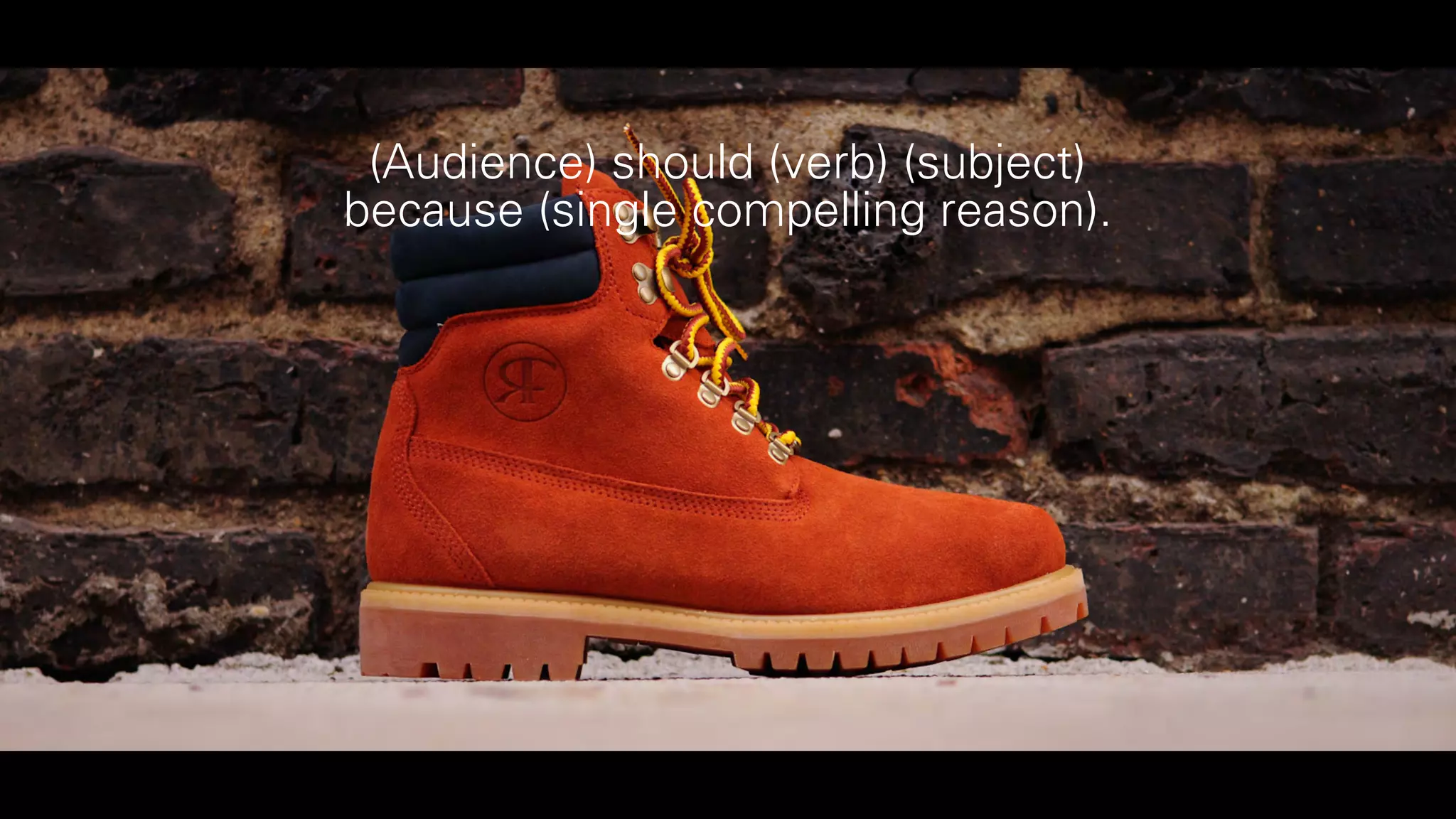 (Audience) should (verb) (subject)
because (single compelling reason).
 