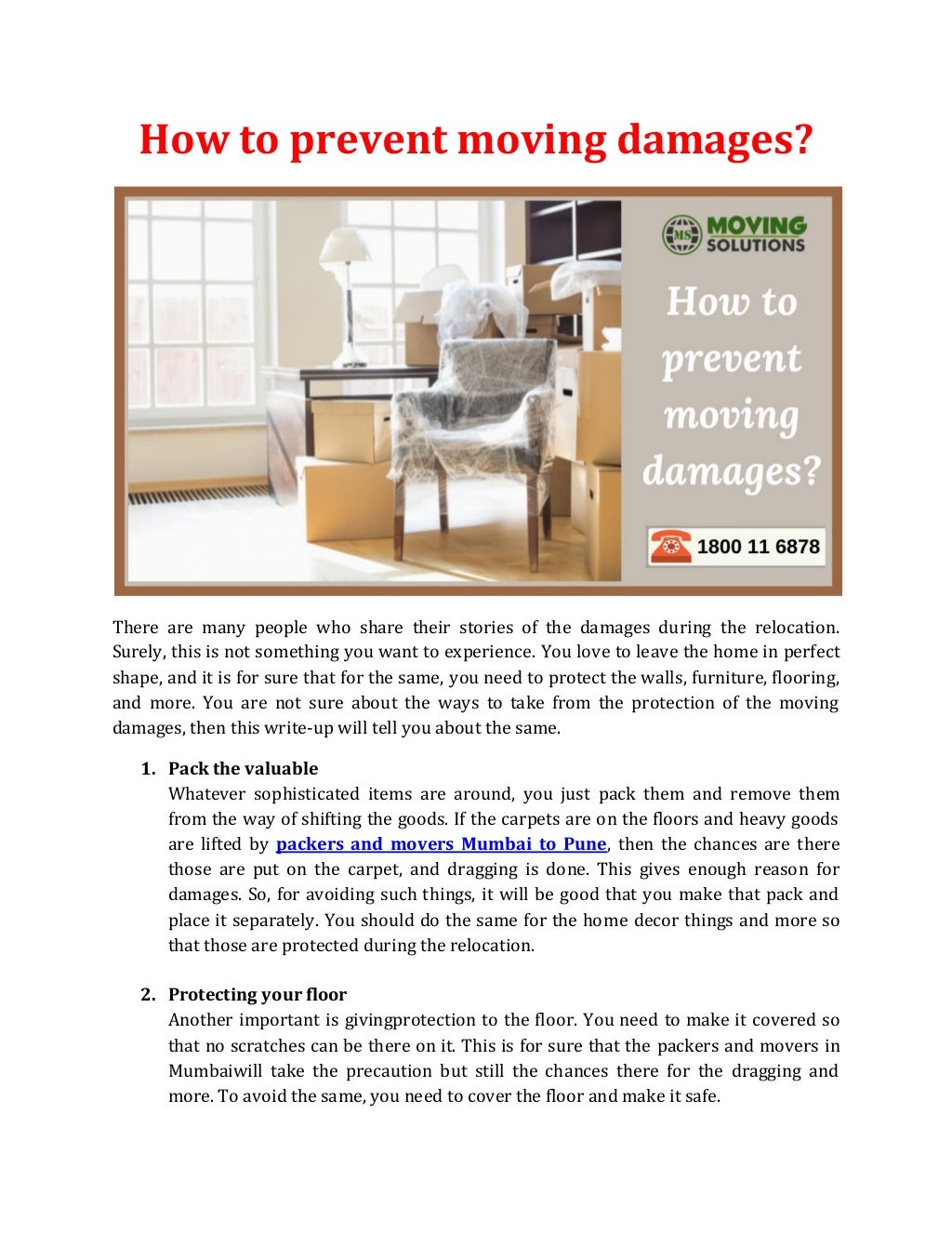 How to prevent moving damages?