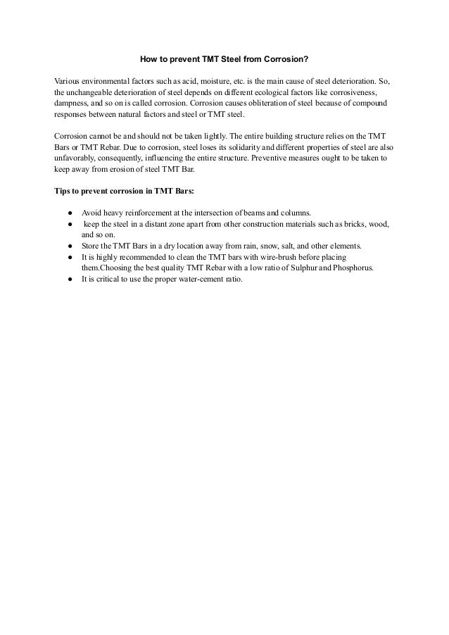 How to prevent TMT steel from corrosion PDF