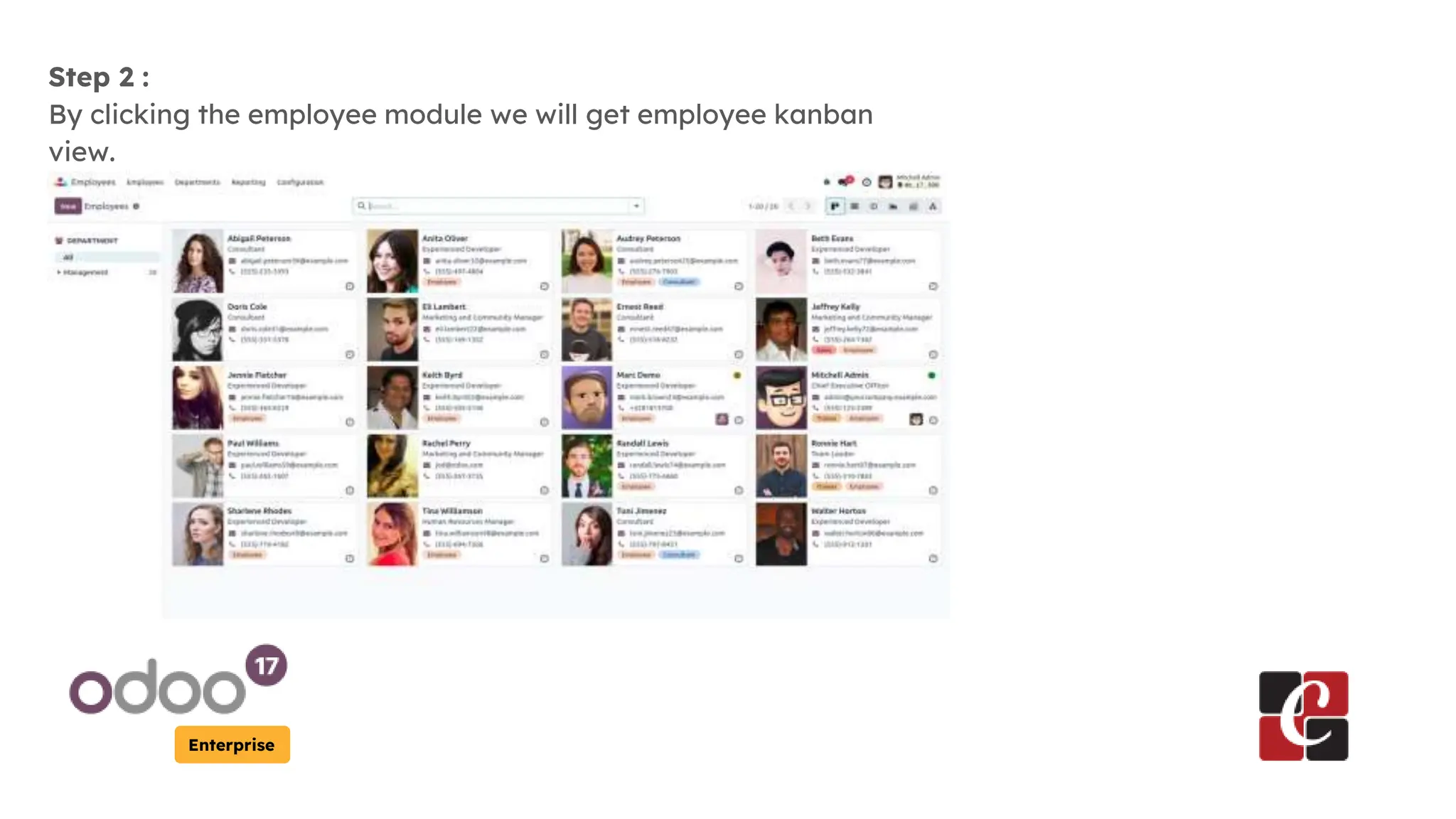 Enterprise
Step 2 :
By clicking the employee module we will get employee kanban
view.
 