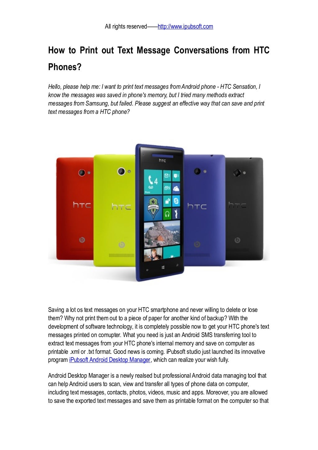 How to print out text message conversations from htc phones
