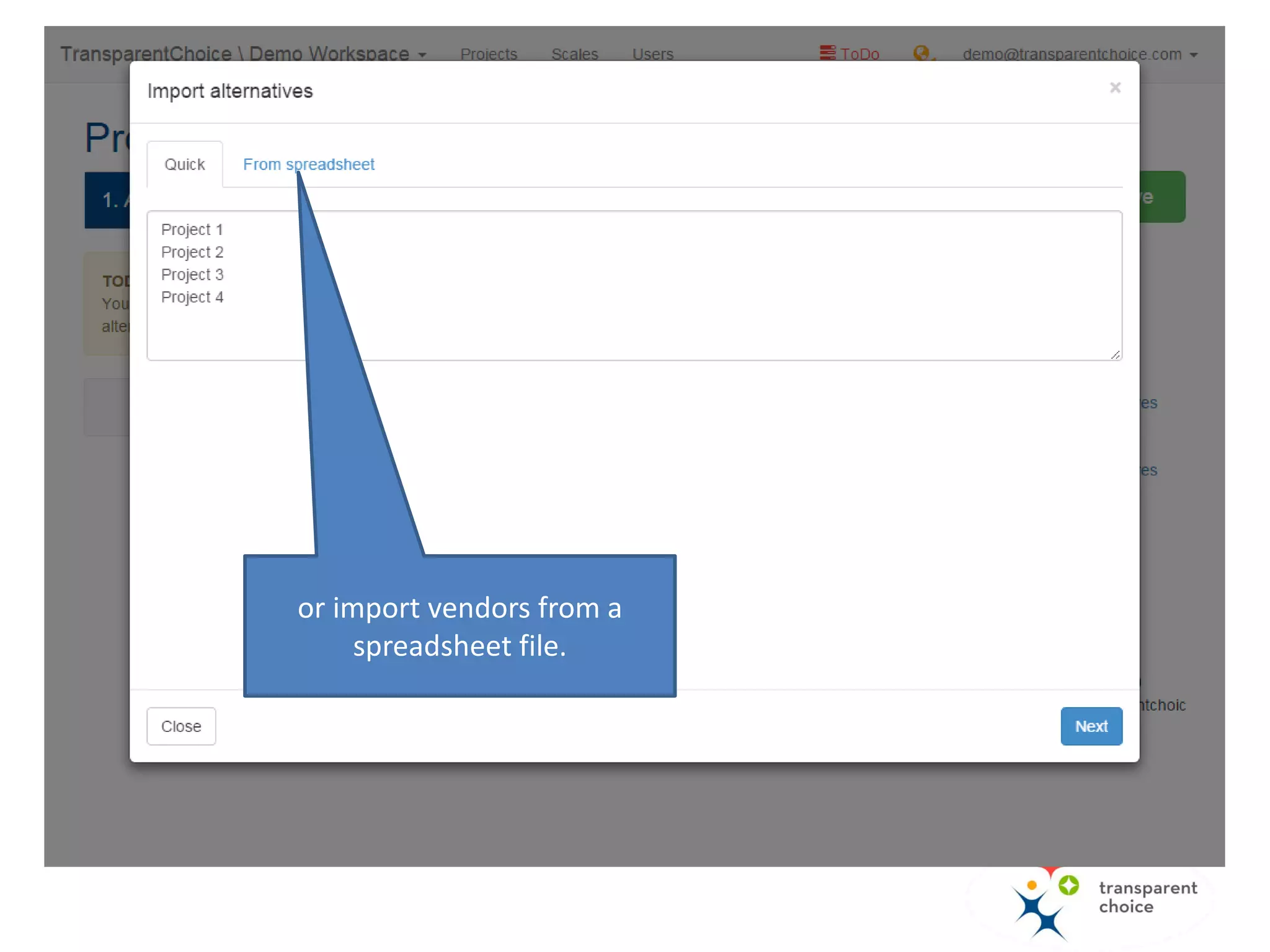 or import vendors from a
spreadsheet file.
 