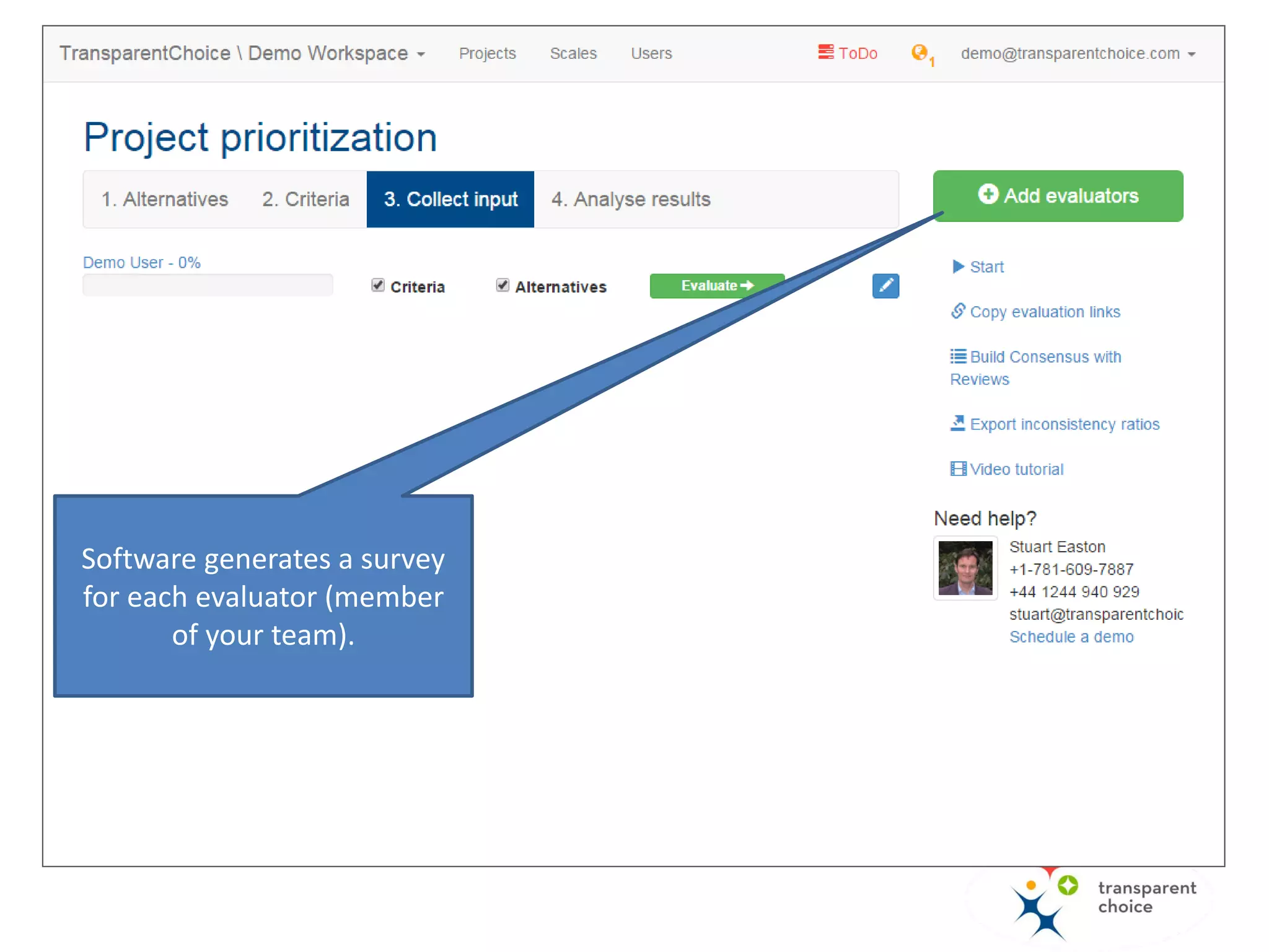 We switch to “scale” for all bottom-
level criteria (projects will be scored
with scales).
 