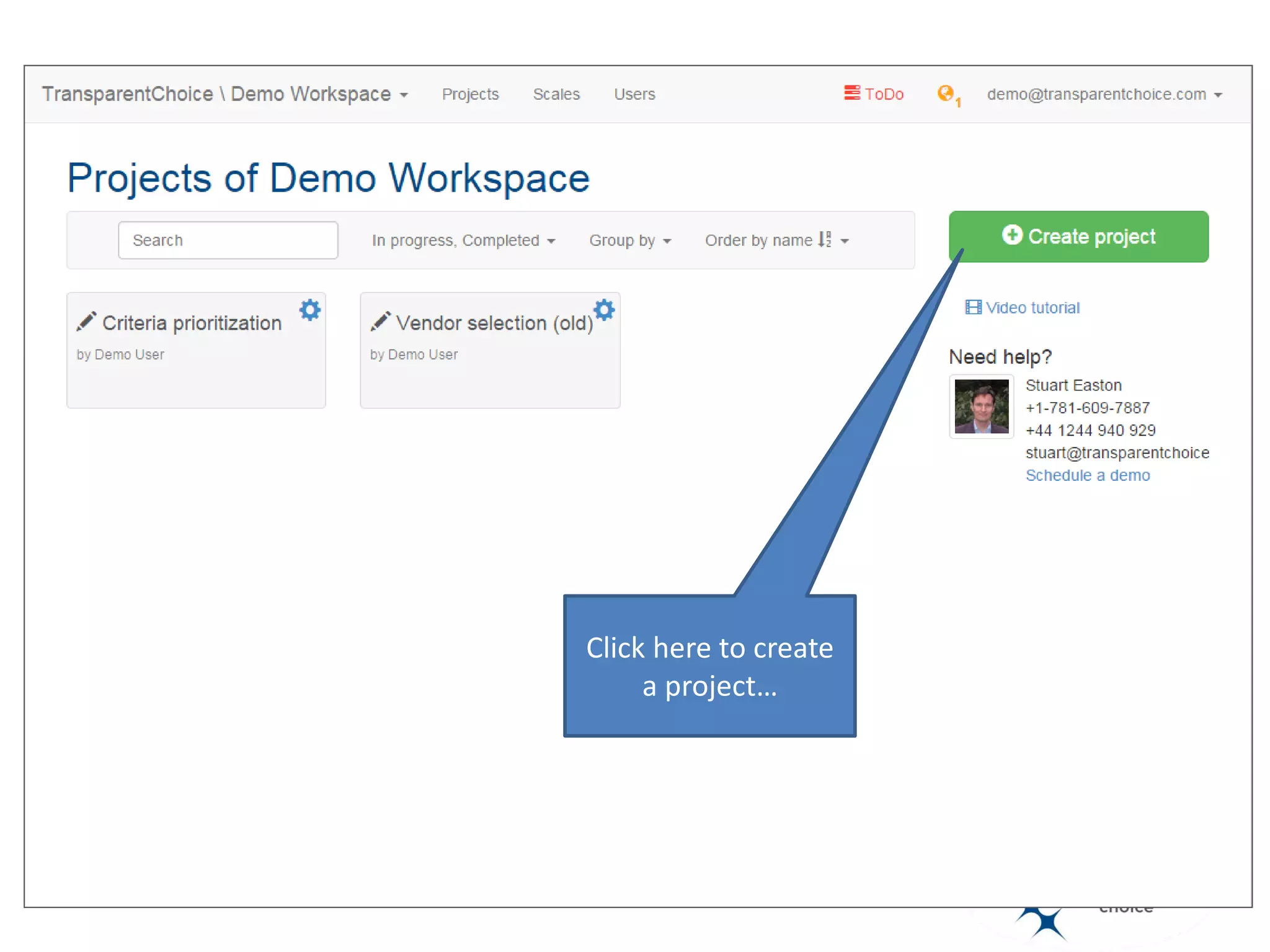 Click here to create
a project…
 