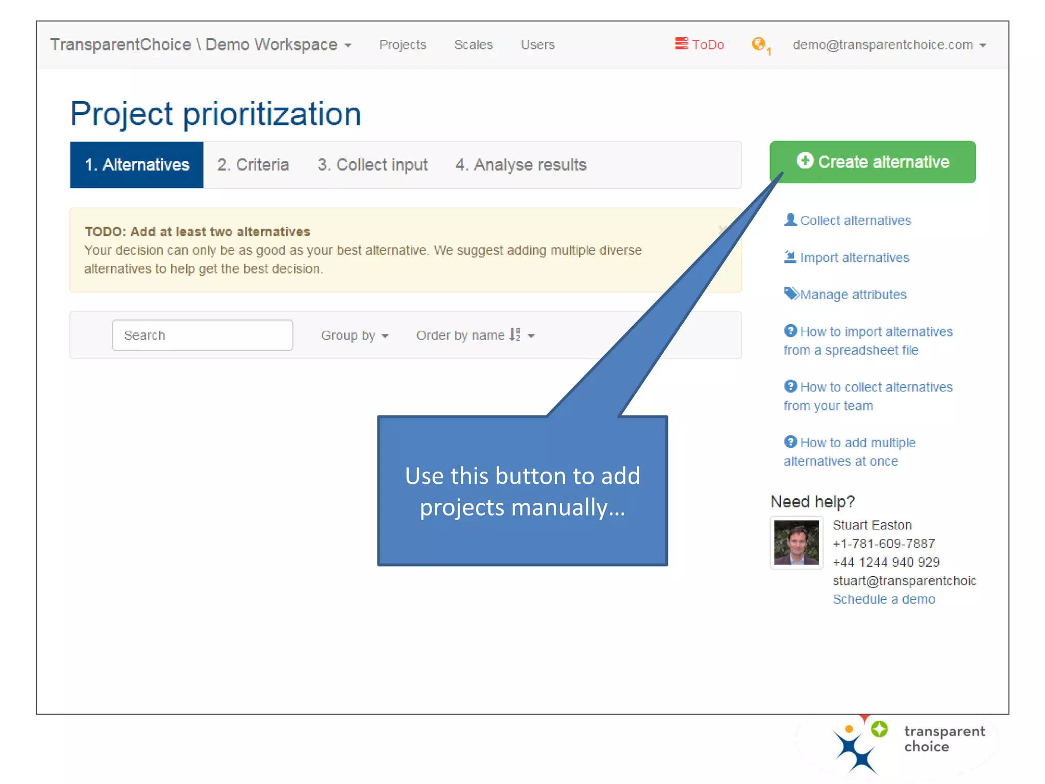 Use this button to add
projects manually…
 