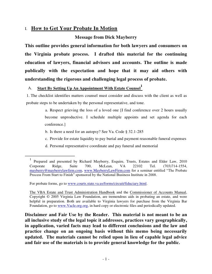 how to probate in virginia 2009 testamentary letter