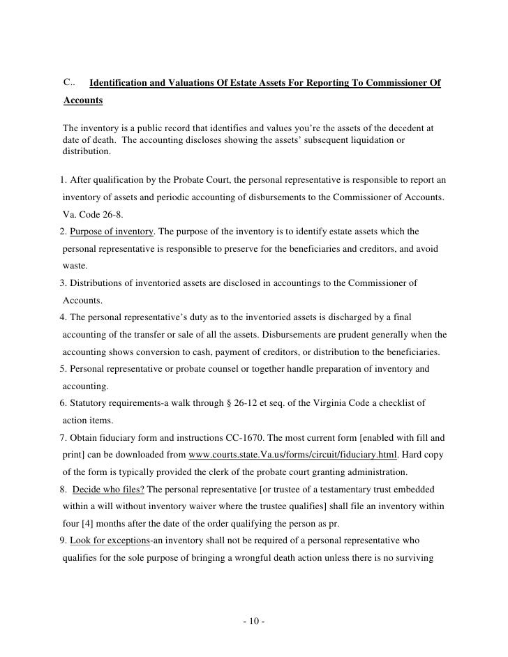 how to probate in virginia 2009 sample trust disbursement letter