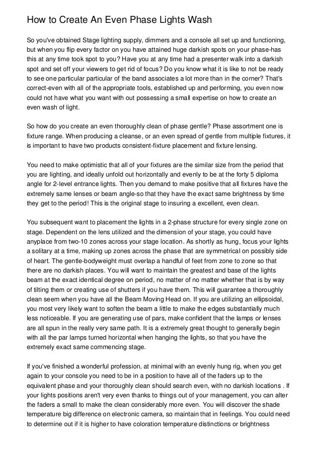 How to Produce An Even Stage Lights Wash