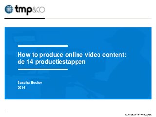Sascha Becker
2014
How to produce online video content:
de 14 productiestappen
 