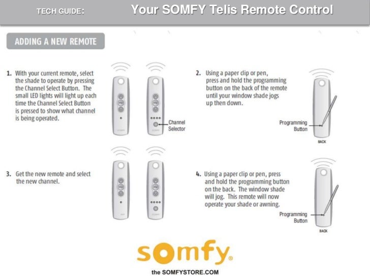 Somfy 74300 remote control programming Somfy 74300 remote control programming