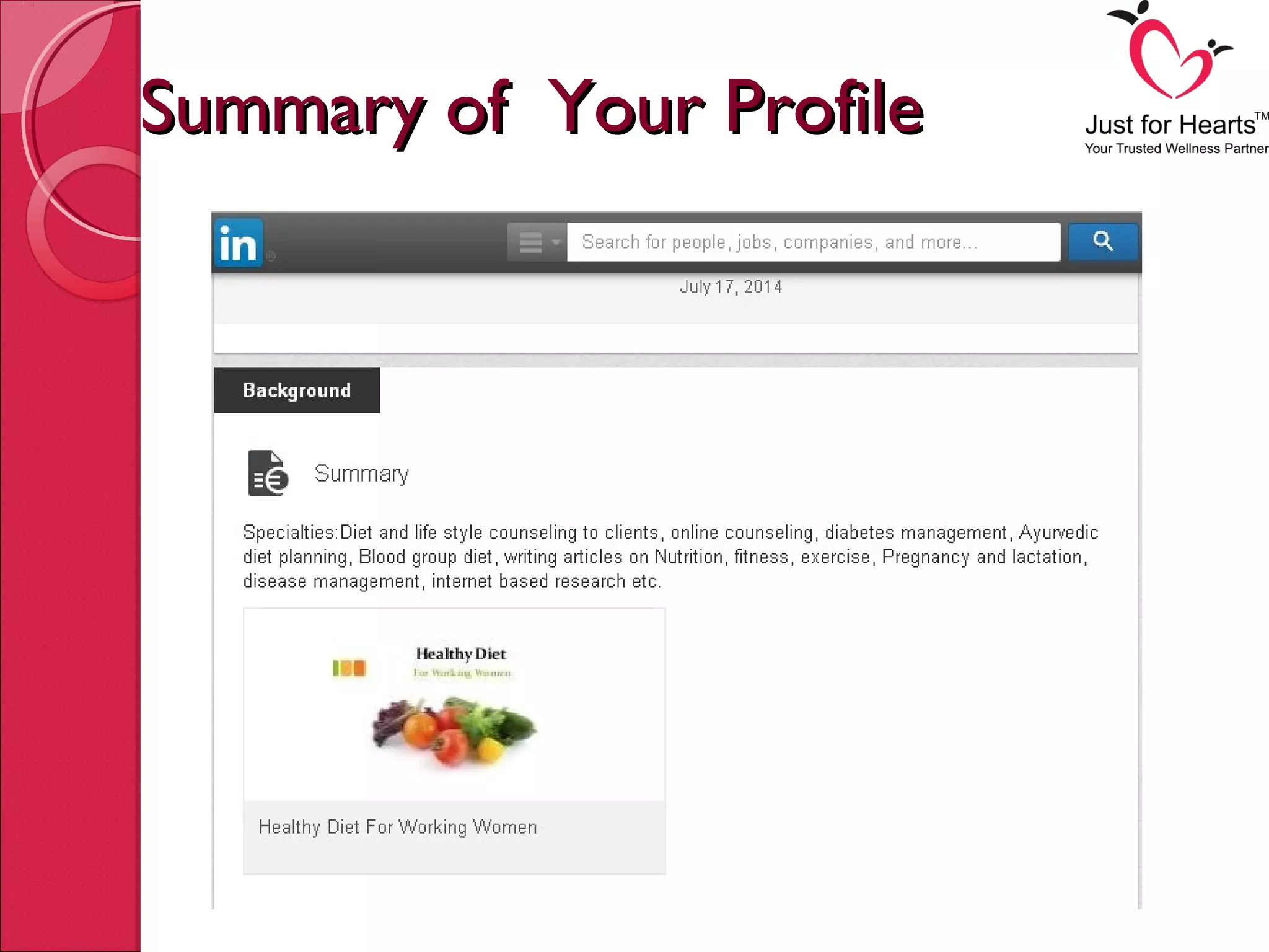 Summary of Your ProfileSummary of Your Profile