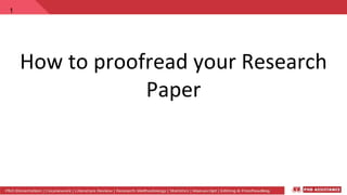 How to proofread your Research
Paper
1
 
