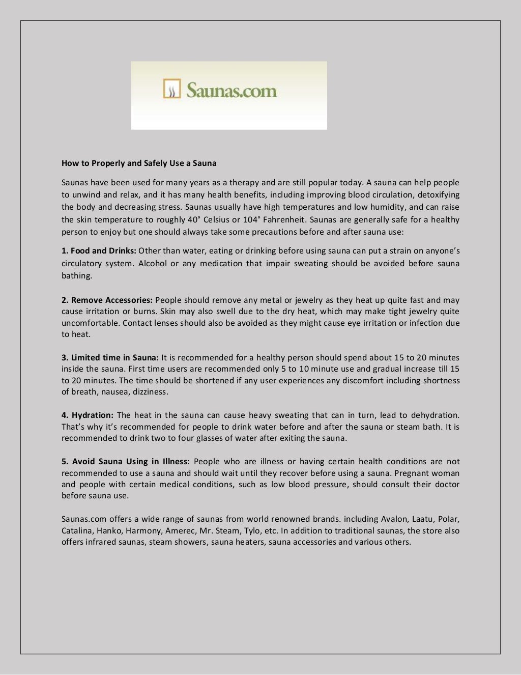 How to properly and safely use a sauna