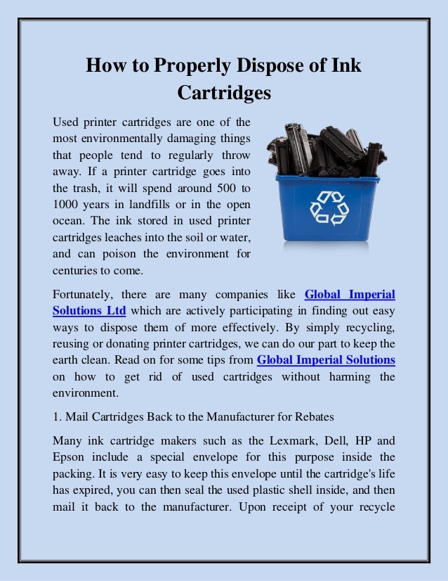 How to Properly Dispose of Ink Cartridges