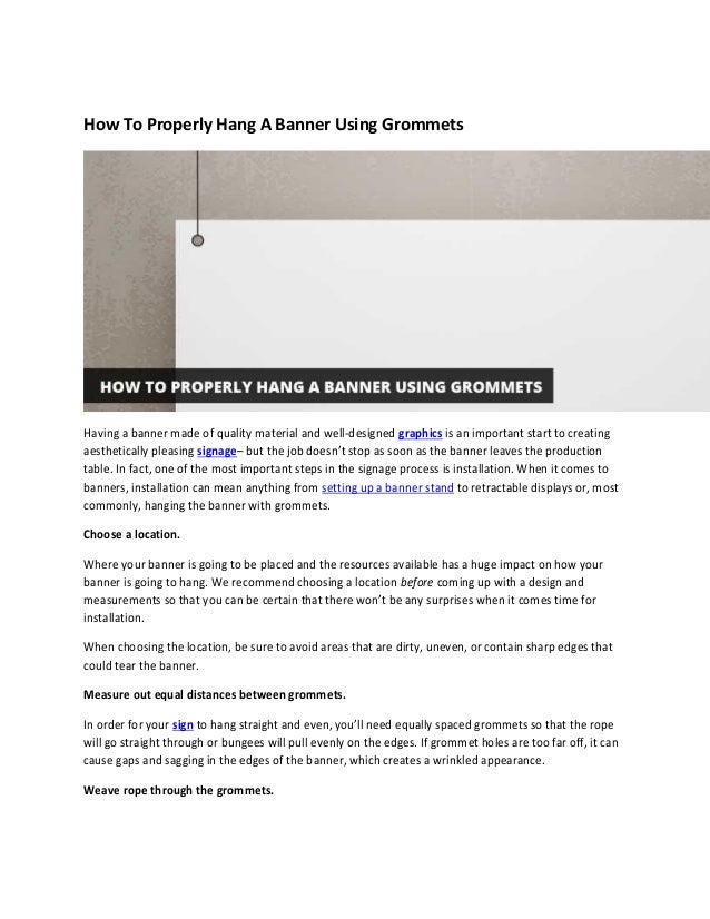 How To Properly Hang A Banner Using Grommets