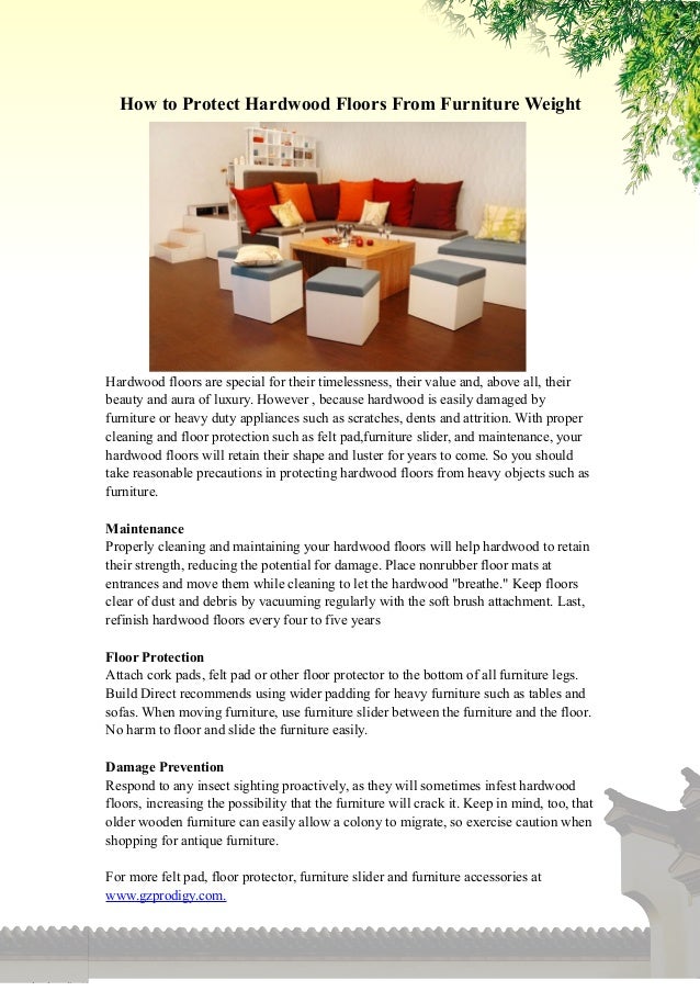 How to protect hardwood floors from furniture weight