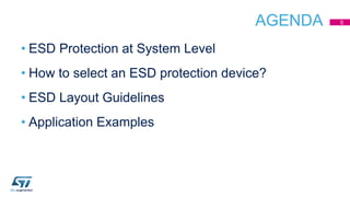 AGENDA
• ESD Protection at System Level
• How to select an ESD protection device?
• ESD Layout Guidelines
• Application Examples
5
 