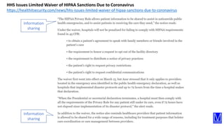 41
HHS Issues Limited Waiver of HIPAA Sanctions Due to Coronavirus
https://healthitsecurity.com/news/hhs-issues-limited-wa...