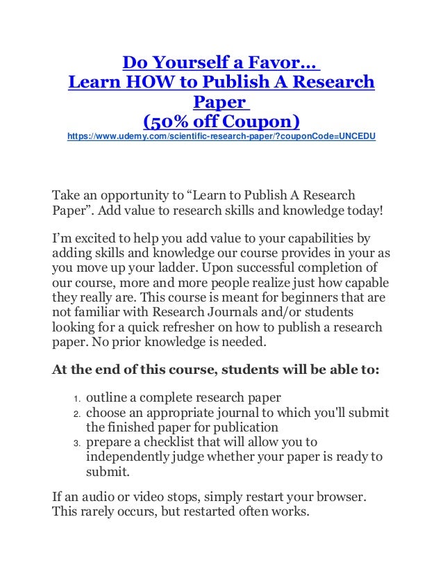 How to Publish a Paper