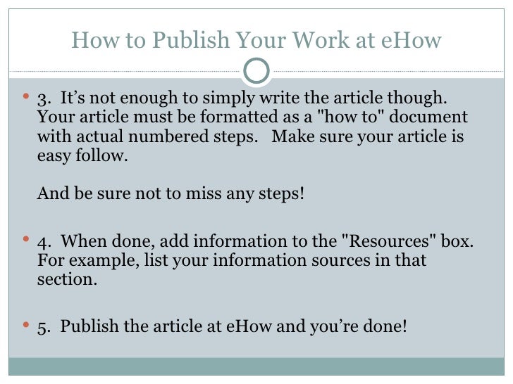 how to publish your work at ehow ehow