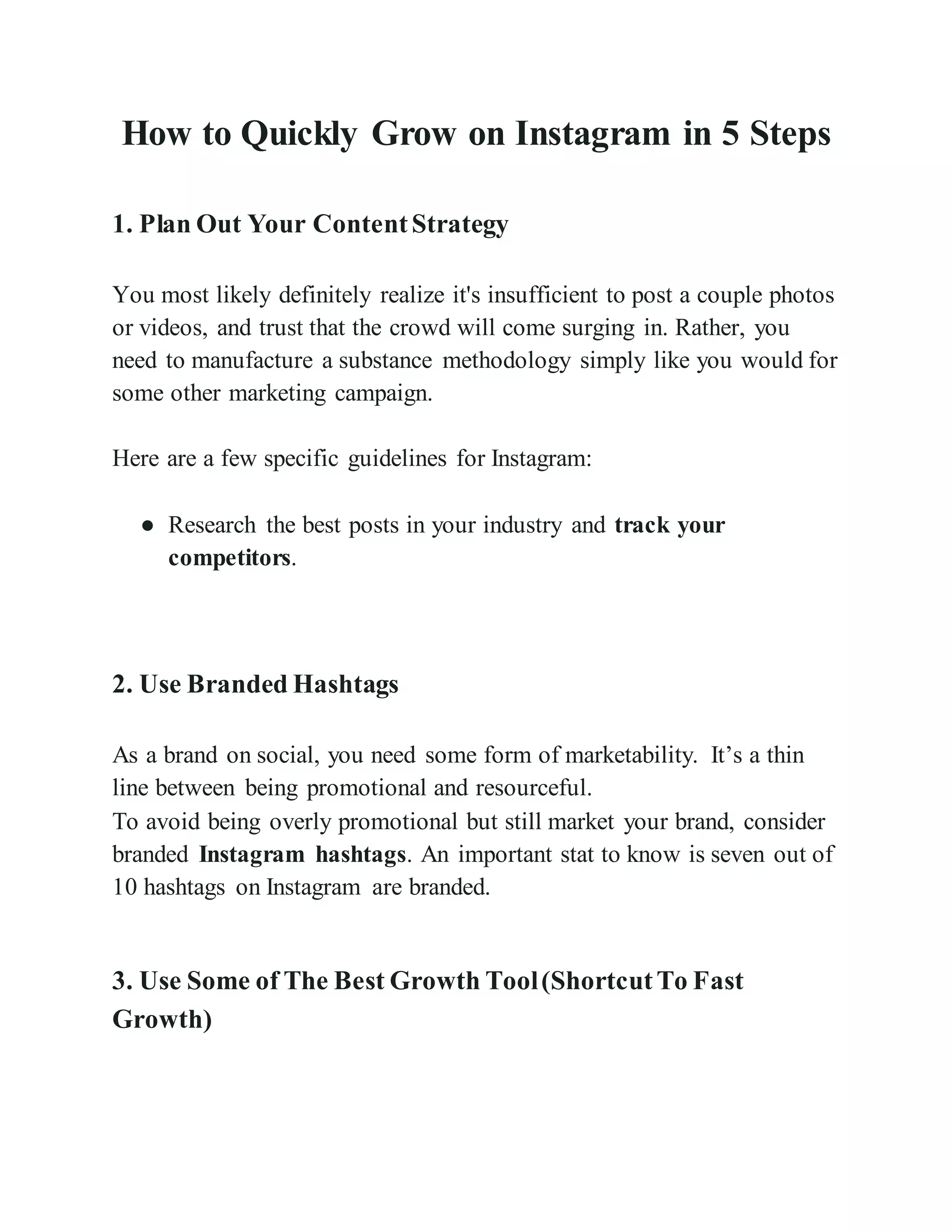 How to quickly grow on instagram in 5 steps | PDF
