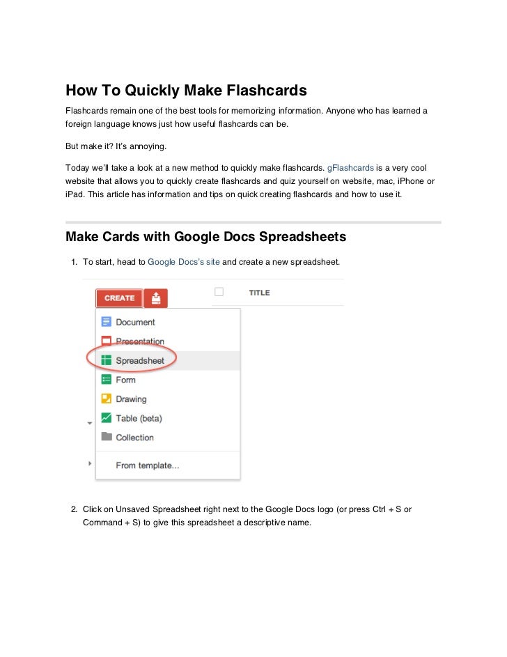 Flash Card Template Google Docs